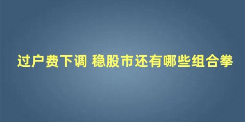 过户费下调 稳股市还有哪些组合拳